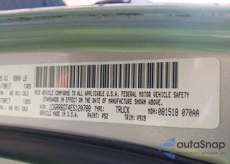 2014 Ram 1500 Slt из США, поврежденный, VIN 1C6RR6GT4ES120788